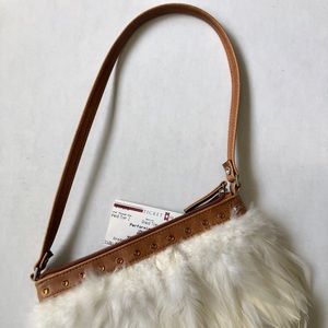 White Feathered Baguette Bag